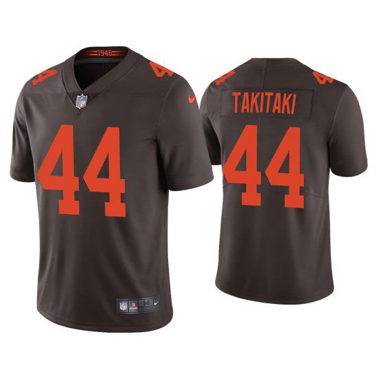 Men Cleveland Browns 44 Sione Takitaki Nike Brown Alternate Game NFL Jersey